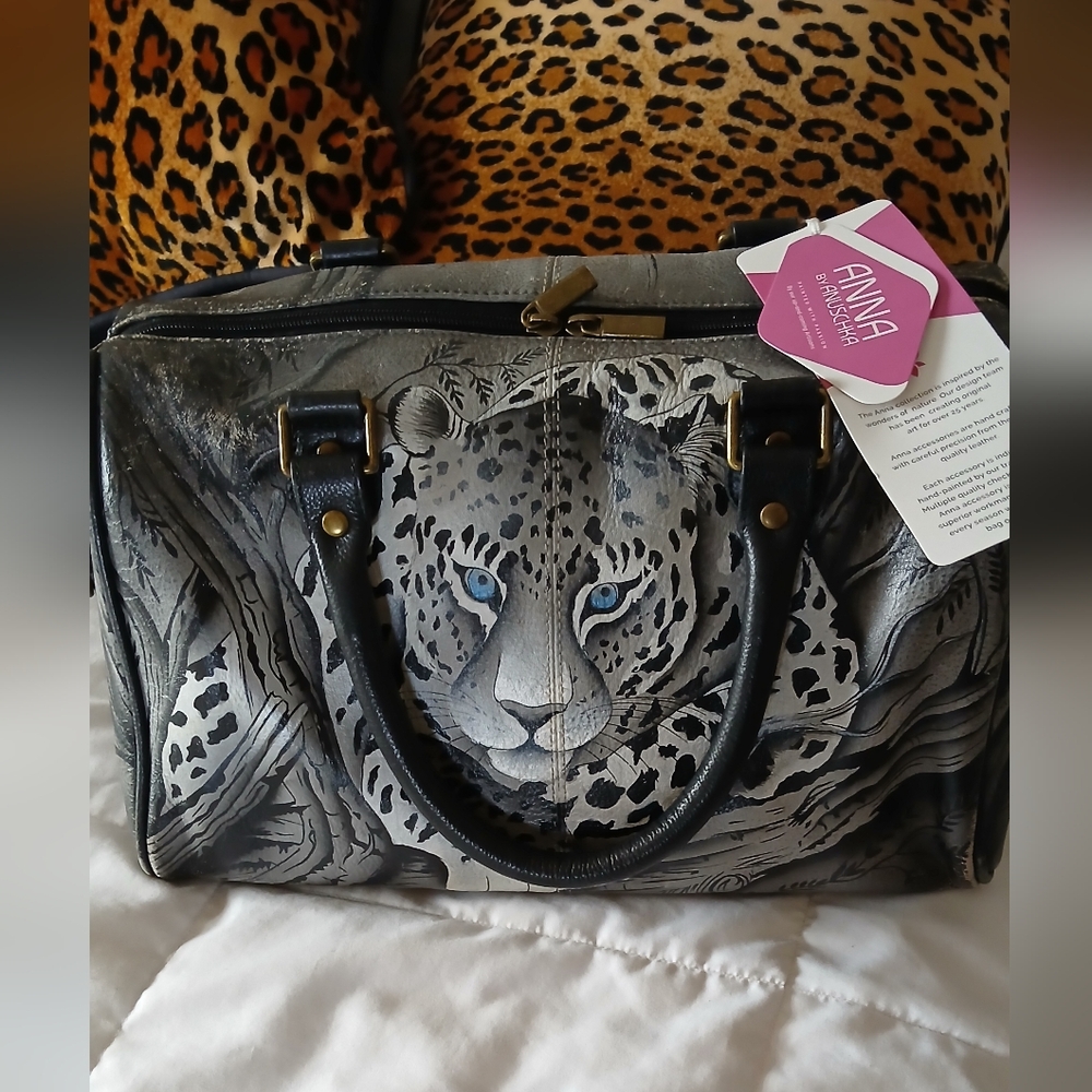 Anuschka Leopard Leather Handbag